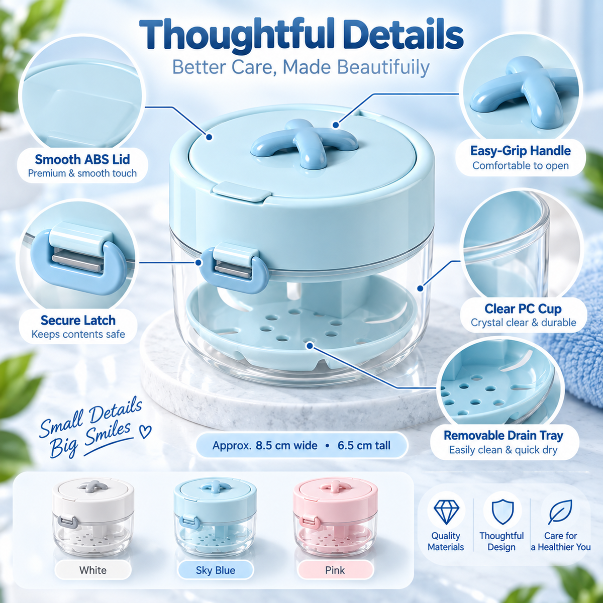 ✨ Travel Care Deal – Retainer Cleaning Case 🦷 Soak, Store & Rinse Container with Mirror & Brush for On-the-Go Use 💼