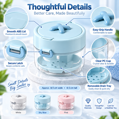 ✨ Travel Care Deal – Retainer Cleaning Case 🦷 Soak, Store & Rinse Container with Mirror & Brush for On-the-Go Use 💼