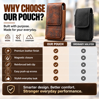 ⚡Big Discount | Waist Belt Cell Phone Pouch 📱 Multi-Pocket Leather Phone Case with Card Holder