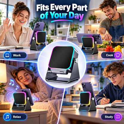 💎🔥 50% OFF 5-IN-1 WIRELESS SPEAKER STAND! 💎 Induction Audio, Phone Holder & Ambient Light🔥🔥
