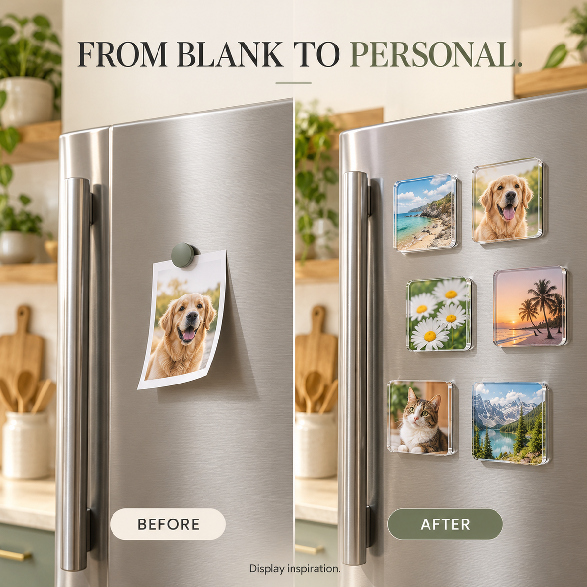 Clear Acrylic Magnetic Photo Frames, Self-Adhesive Square Fridge Magnets