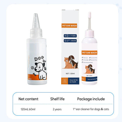 🐾 BUY 2 GET 1 FREE! ✨ Pet Ear Cleaner - Gentle Formula with Soothing Aloe for Dogs & Cats, Prevents Infections & Odor