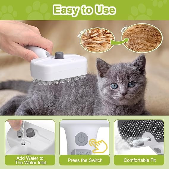 Pet Steam Brush, 3-in-1 Cat and Dog