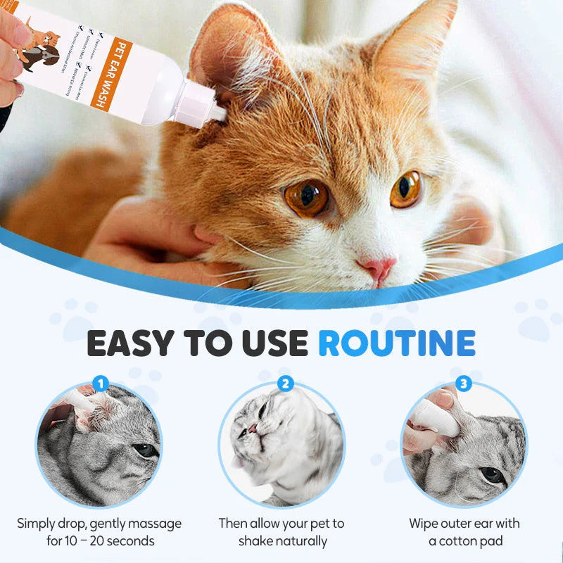 🐾 BUY 2 GET 1 FREE! ✨ Pet Ear Cleaner - Gentle Formula with Soothing Aloe for Dogs & Cats, Prevents Infections & Odor