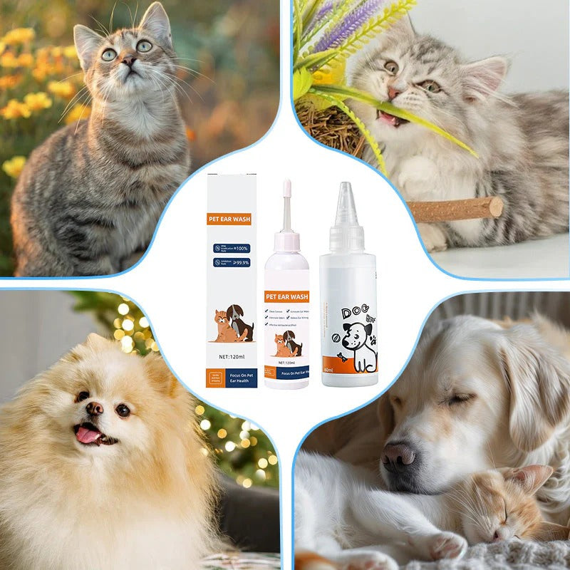 🐾 BUY 2 GET 1 FREE! ✨ Pet Ear Cleaner - Gentle Formula with Soothing Aloe for Dogs & Cats, Prevents Infections & Odor