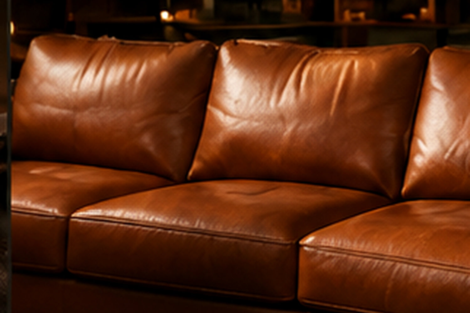 Restored brown leather sofa