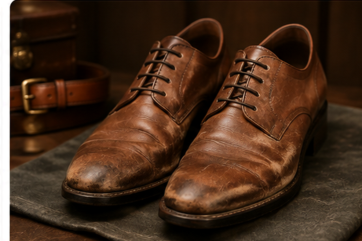 Leather shoes before restoration