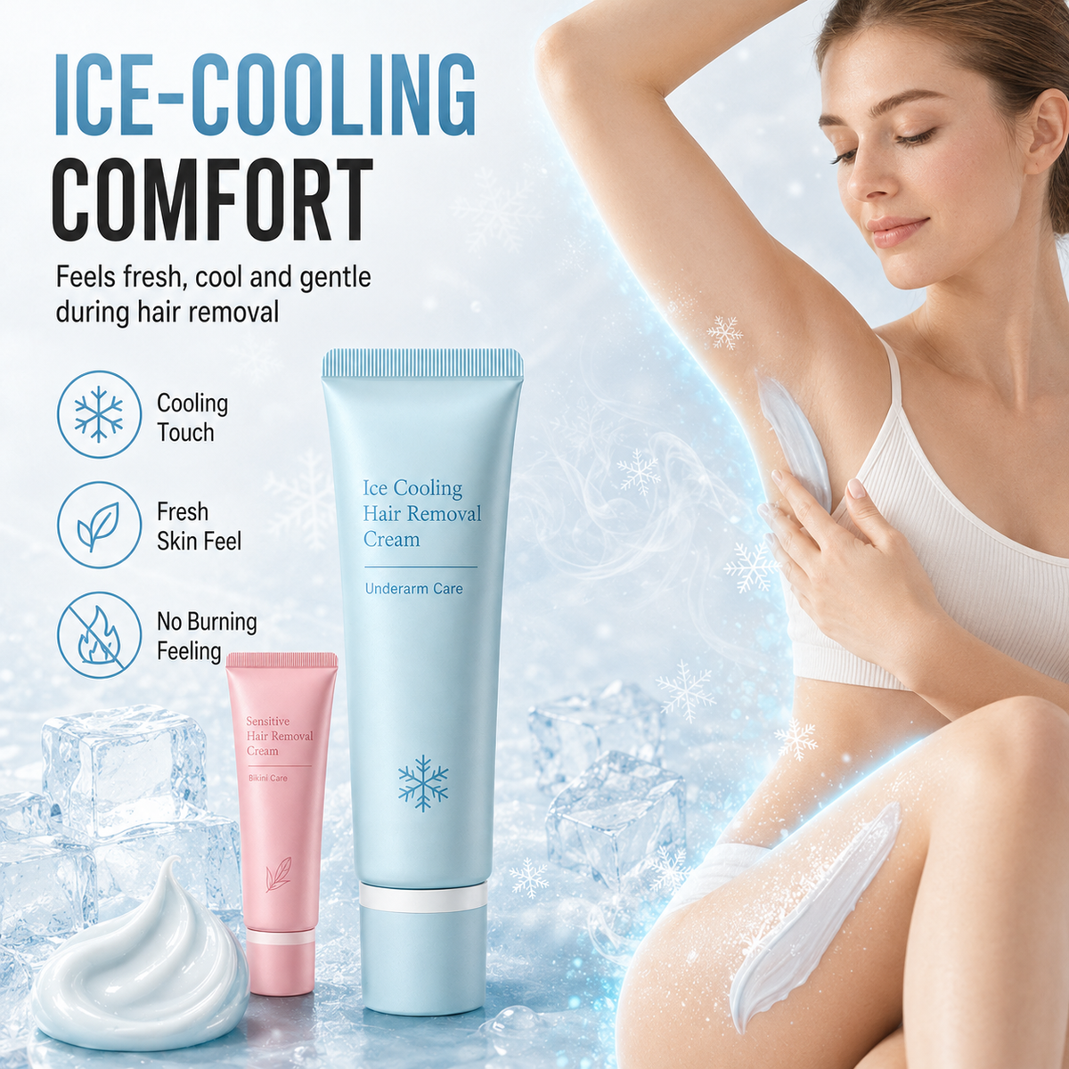 ✨Enjoy fresh,❄️cool and gentle sensation throughout your hair‑removal routine.