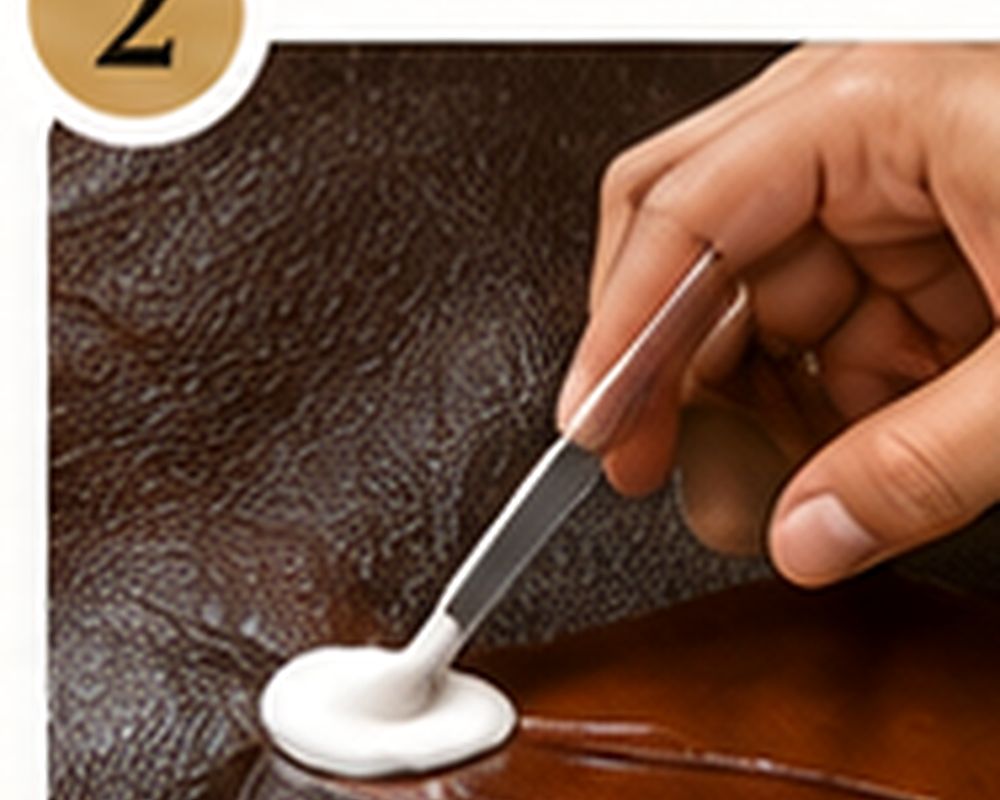 Apply leather recoloring balm